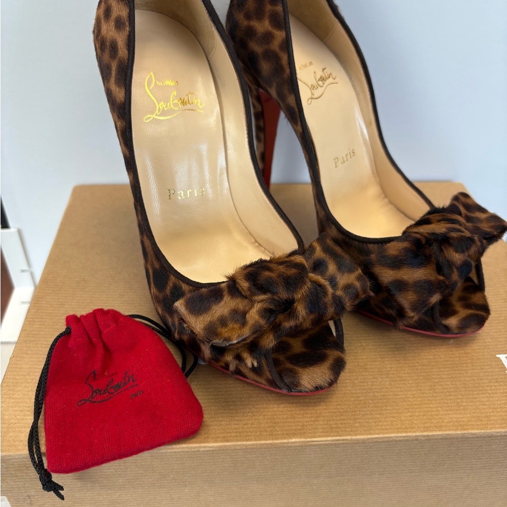 Christian Louboutin Animal Print Peep Toe Heels